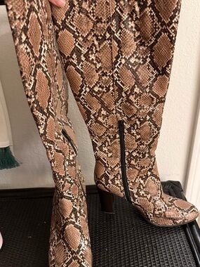 a new day Snake-Print Over-the-Knee Boots in Brown